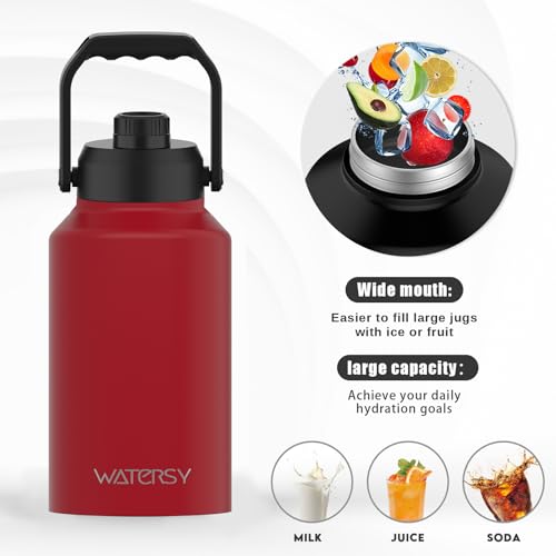 128oz Insulated Stainless Steel Water Bottle with Handle, Black W803