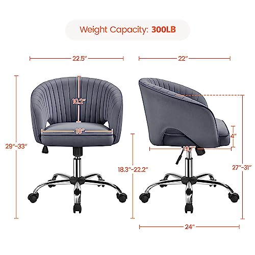 Yaheetech Velvet Vanity Chair with Wheels for Bedroom Cream U9976