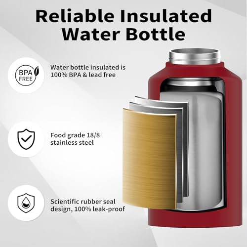 128oz Insulated Stainless Steel Water Bottle with Handle, Black W803