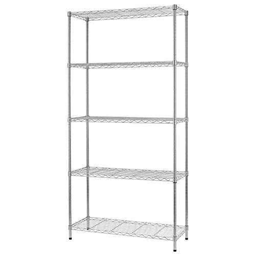 4 Tier NSF Wire Shelving Unit Heavy Duty Steel Storage Rack, Black X19089