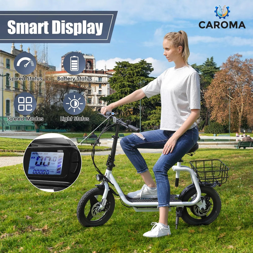 Caroma 500W Electric Scooter with Seat for Adult, 14 inch, 20 MPH F719250