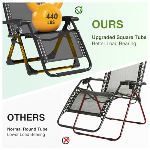 Suteck Zero Gravity Chair Reclining Camping Lounge with Removable Cushion and Cup Holder Z41184