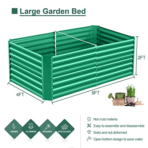 Land Guard 8×4×2 ft Galvanized Raised Garden Bed Kit for Vegetables D685