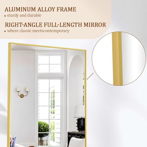 Koonmi Large Full Length Mirror with Stand, Aluminum Alloy Frame, Black G7504