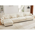 130" Modular Sectional Sofa with Movable Ottoman, Velvet Upholstered, Green Y4976
