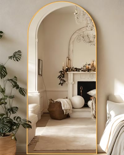 Arched Full Length Floor Mirror 76"x34" Black Freestanding I957
