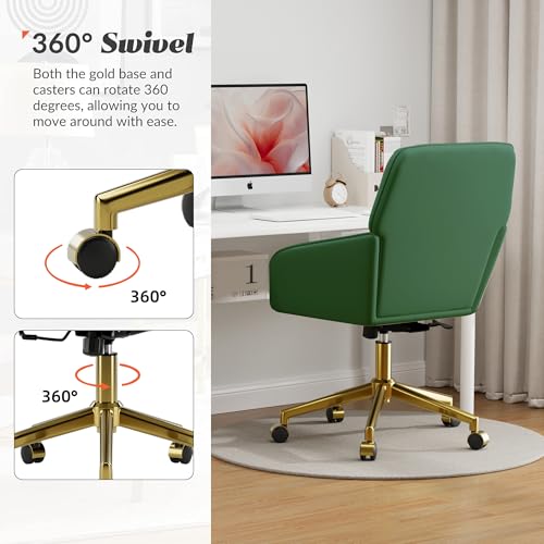 Velvet Home Office Chair with Gold Base, Swivel Desk Chair with Wheels (Cream) Z435471