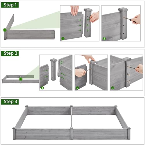 Yaheetech 8×2ft Wooden Raised Garden Bed for Flowers Vegetables Herbs Outdoor E283112
