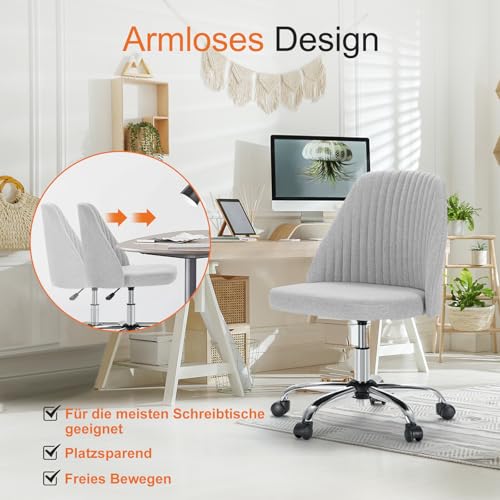 Sweetcrispy Armless Office Chair with Wheels, Adjustable Swivel Task Chair S259576