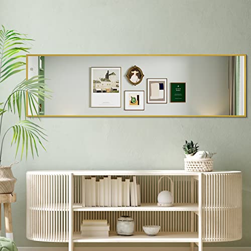 WIIS' IDEA Full Length Mirror with Stand, 59"x16" Floor Mirror, Black O584483