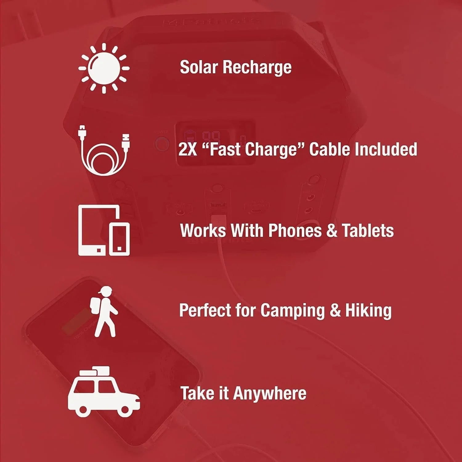 4Patriots Patriot Power Sidekick Solar Generator 300Wh Portable Power Station with 40W Solar Panel X245