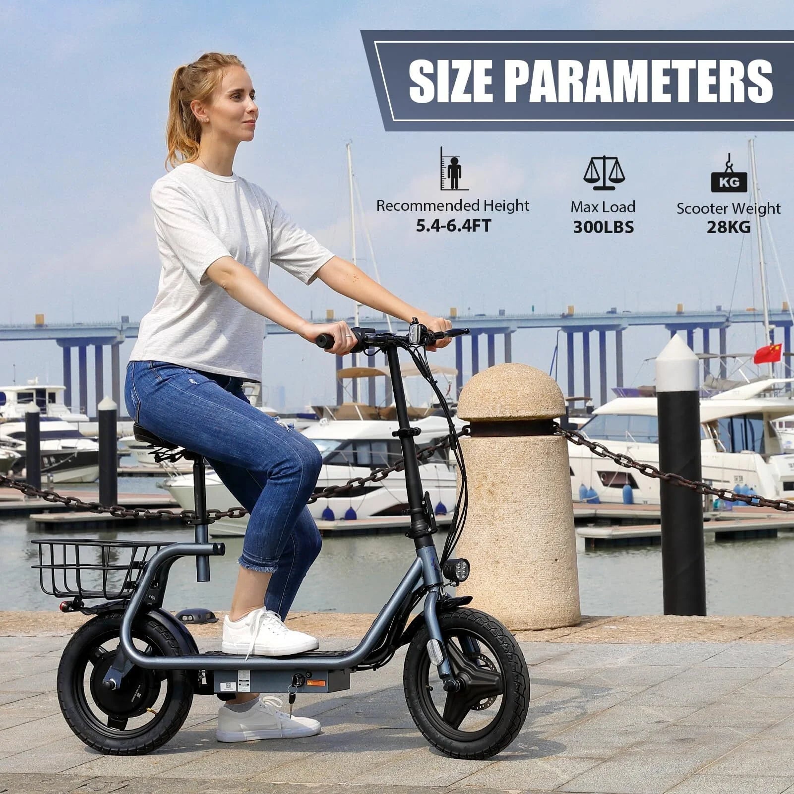 Caroma 500W Electric Scooter with Seat for Adult, 14 inch, 20 MPH F719250