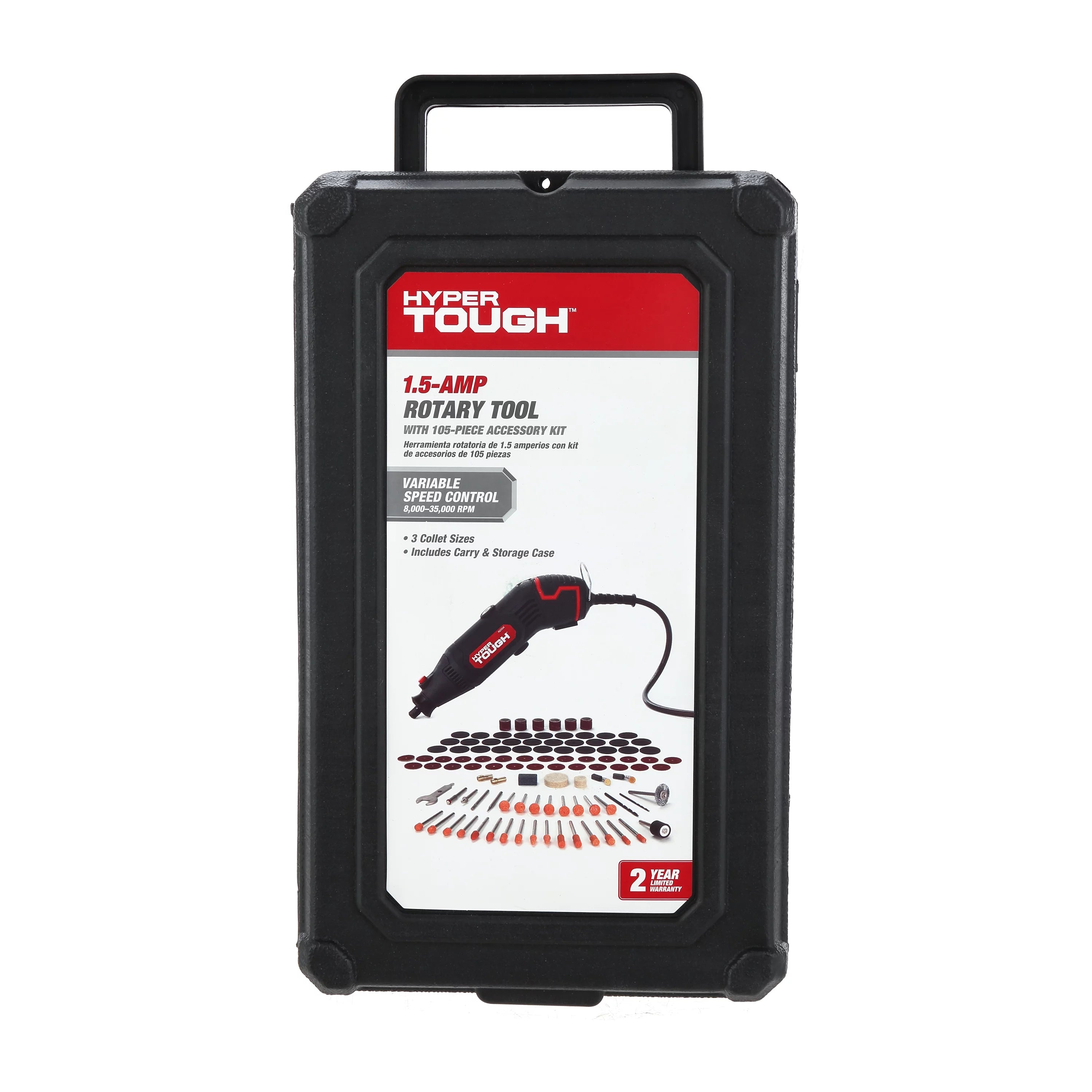 Hyper Tough 1.5 Amp Corded Rotary Tool with 105 Accessories & Storage Case R709387