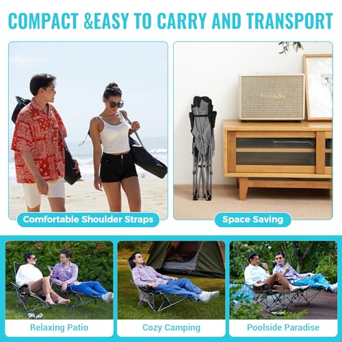#WEJOY 2-in-1 Reclining Camping Chair with Footrest for Adults B28363
