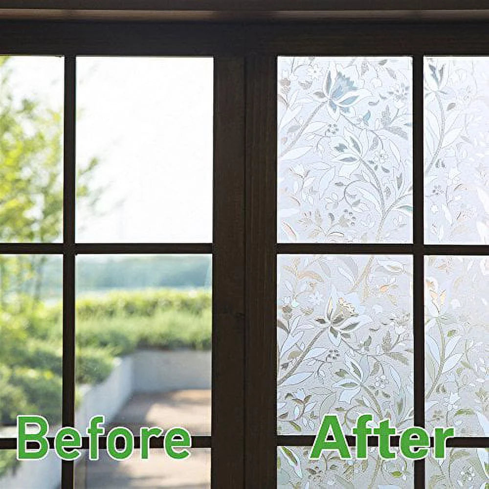 Niviy Etched Lace Window Film Static Cling Frosted Glass Privacy Decals 17.7 x 78.7 Inches W37118