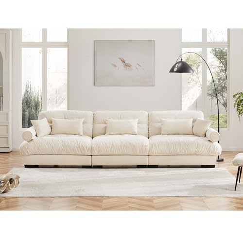 130" Modular Sectional Sofa with Movable Ottoman, Velvet Upholstered, Green Y4976