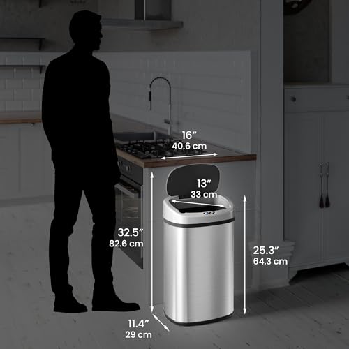 iTouchless 13 Gallon Sensor Trash Can 2.0 Stainless Steel W51921