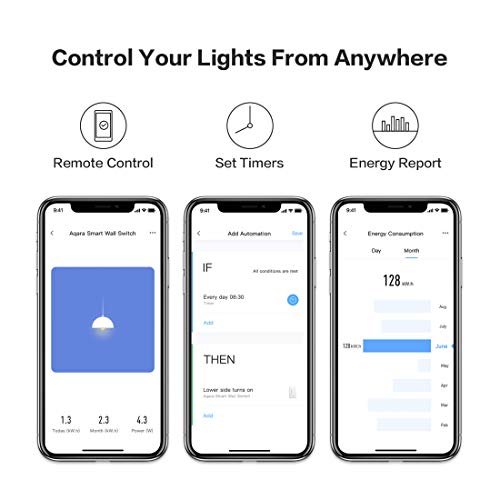 Aqara Smart Light Switch No Neutral Single Rocker, Zigbee, Requires Aqara Hub B510422