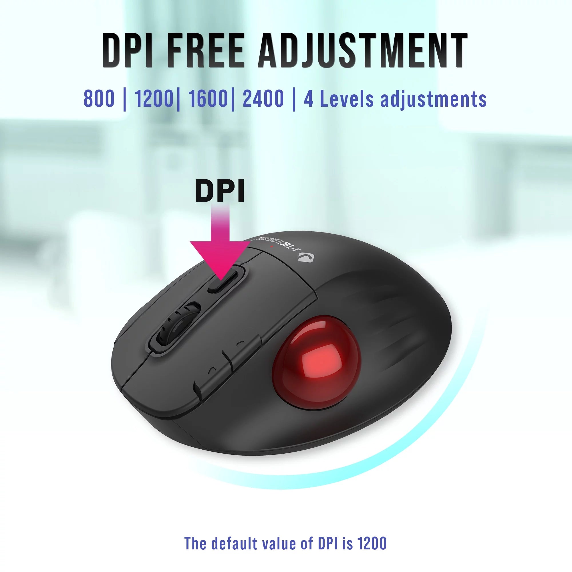 Wireless Ergonomic Trackball Mouse with Thumb Control by J-Tech Digital B856