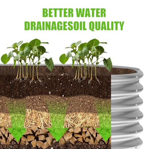 Land Guard 8ft Galvanized Raised Garden Bed Kit, Oval Metal Outdoor Planter Box, Silver D8675