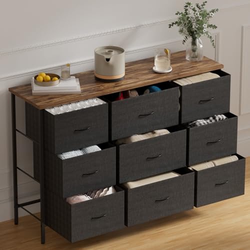 9-Drawer Fabric Dresser for Bedroom, TV Stand Storage Cabinet U5871