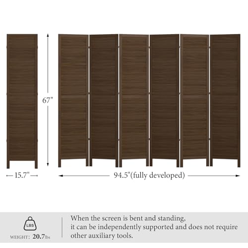 Room Partitions and Dividers, 5.6 Ft Tall Folding Wood Screen, 4 Panels S6959