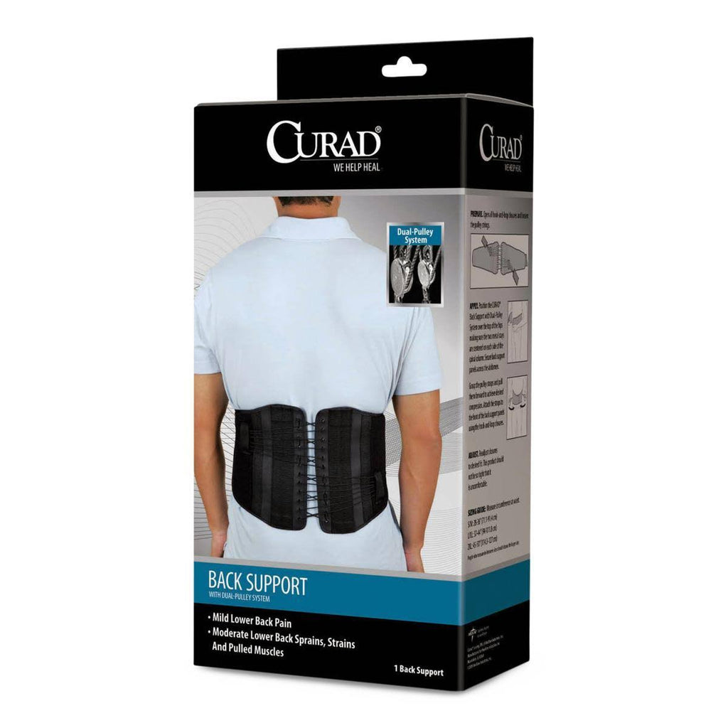 Curad Back Support with Dual-Pulley System, Black T8752