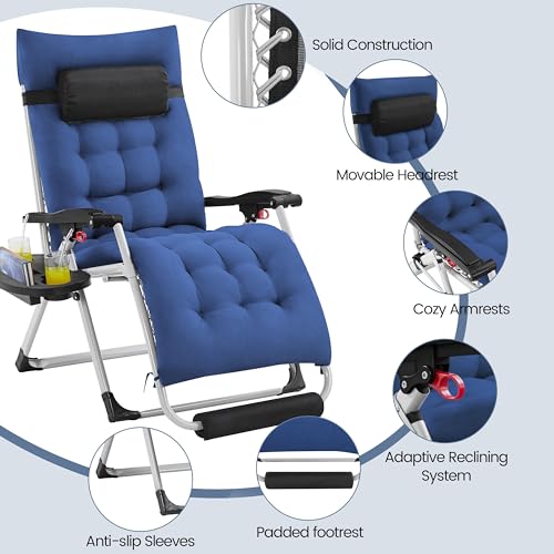 Yaheetech Zero Gravity Chair Folding Recliner with Removable Pad and Headrest, Gray Q7795