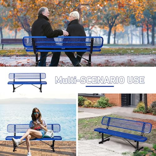 Heavy Duty Outdoor Metal Park Bench with Backrest for Garden Patio Yard K713