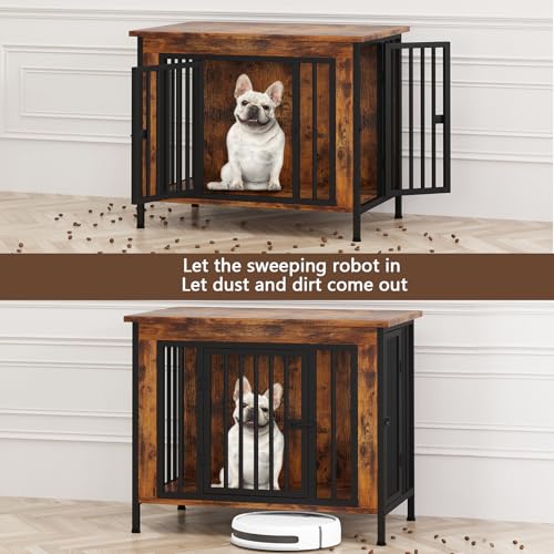 EasyCom XL Wooden Dog Crate Furniture for Medium and Large Breeds, 2 Doors A673