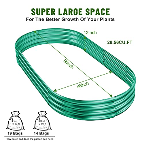 Land Guard Galvanized Raised Garden Bed Kit, Oval Large Metal Planter Box U192