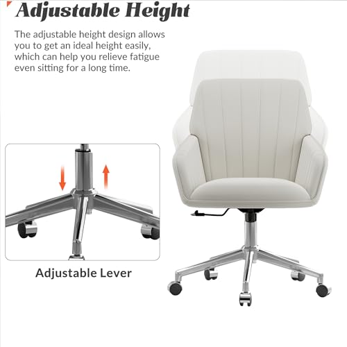 Velvet Home Office Chair with Gold Base, Swivel Desk Chair with Wheels (Cream) Z435471