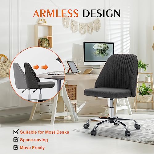 Sweetcrispy Armless Office Chair with Wheels, Adjustable Swivel Task Chair S259576