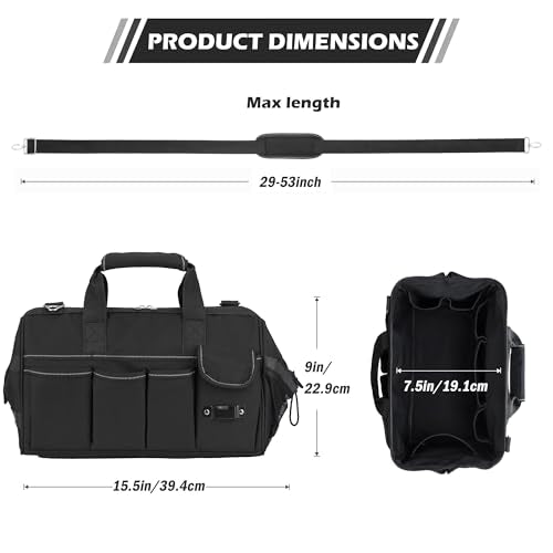 Heavy Duty 15 Inch Portable Tool Bag with Adjustable Shoulder Strap P216208