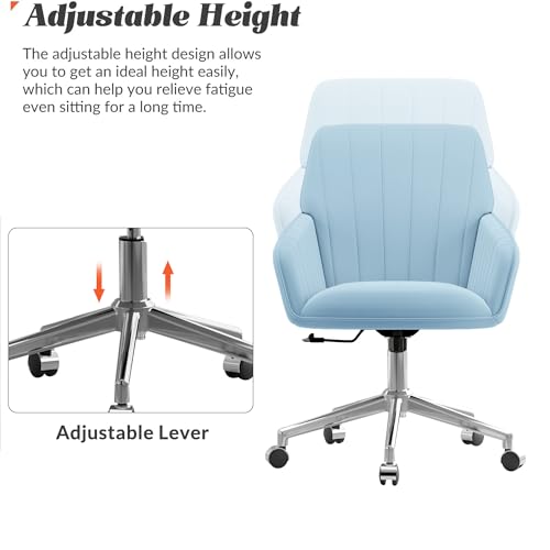 Velvet Home Office Chair with Gold Base, Swivel Desk Chair with Wheels (Cream) Z435471
