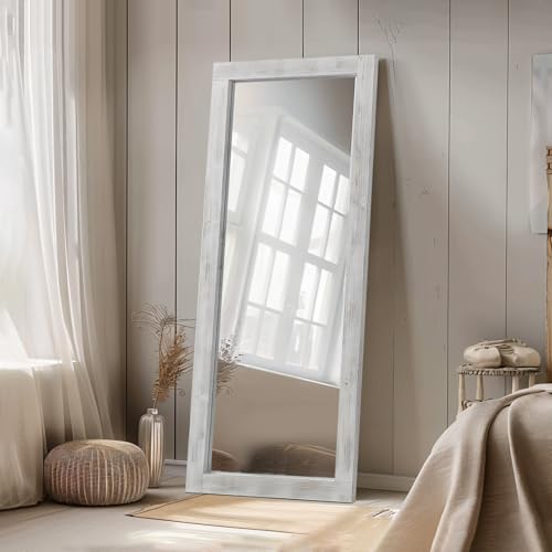 MELOMOIR Rustic Farmhouse Full Length Mirror 64"x21" Wood Frame Floor Mirror U91698