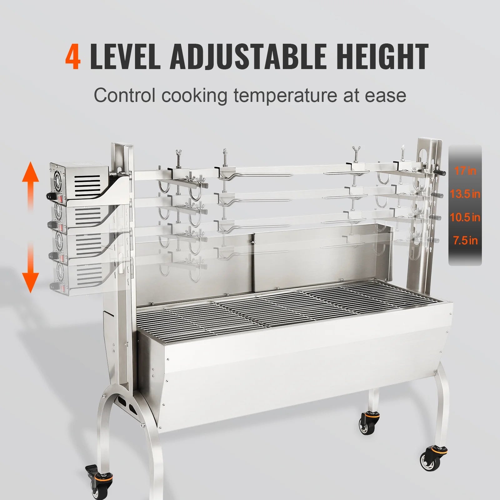 SKYSHALO 46" Rotisserie BBQ Grill for Pig Lamb Chicken J159