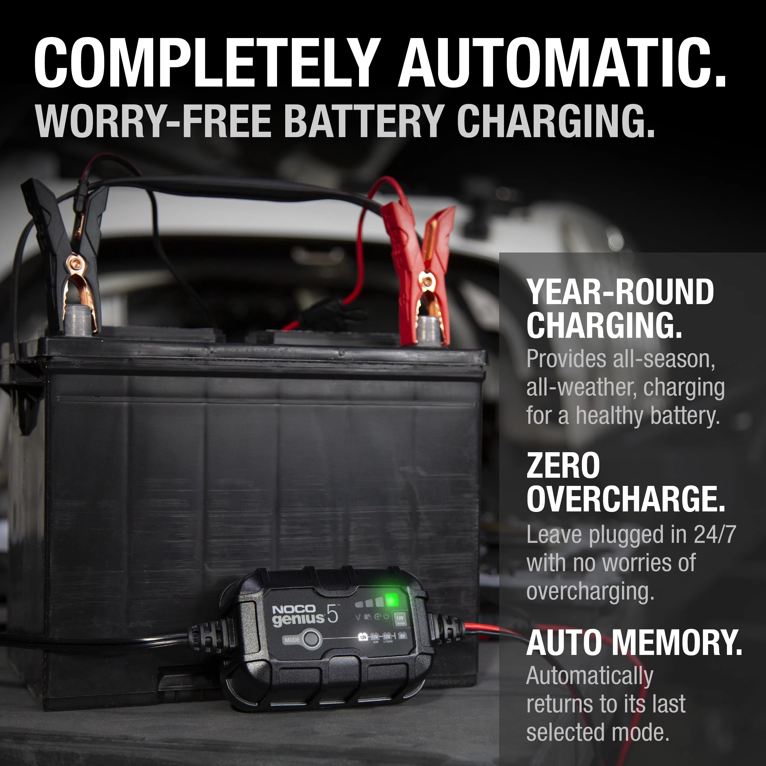 NOCO GENIUS5 6V/12V 5A Smart Battery Charger and Maintainer U1020