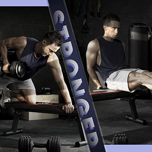 FLYBIRD Flat Bench, Foldable Weight Bench for Strength Training N1742