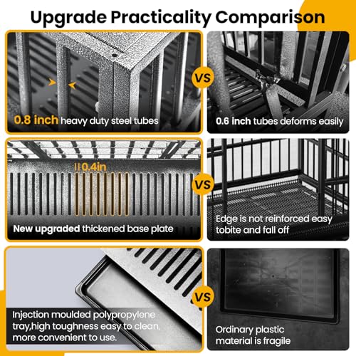 Oranland 48 inch Heavy Duty Dog Crate for Large Dogs, Double Door with Wheels J273901