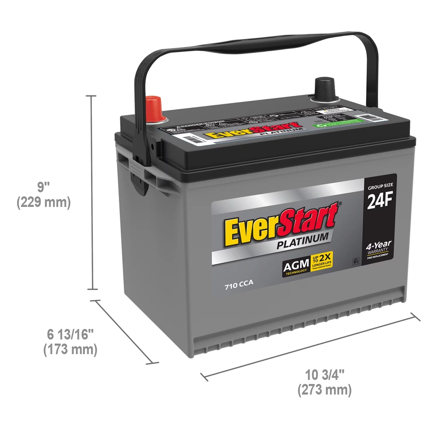 EverStart Platinum AGM Automotive Battery Group Size 24F 12V 750 CCA Y9662