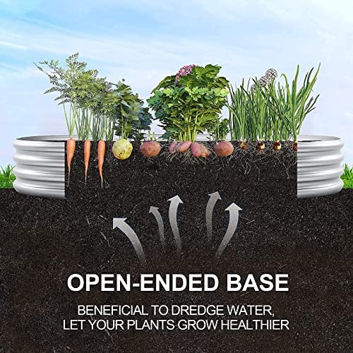 Land Guard 2Pcs Galvanized Raised Garden Bed Kit, Oval Metal Planter Box J899