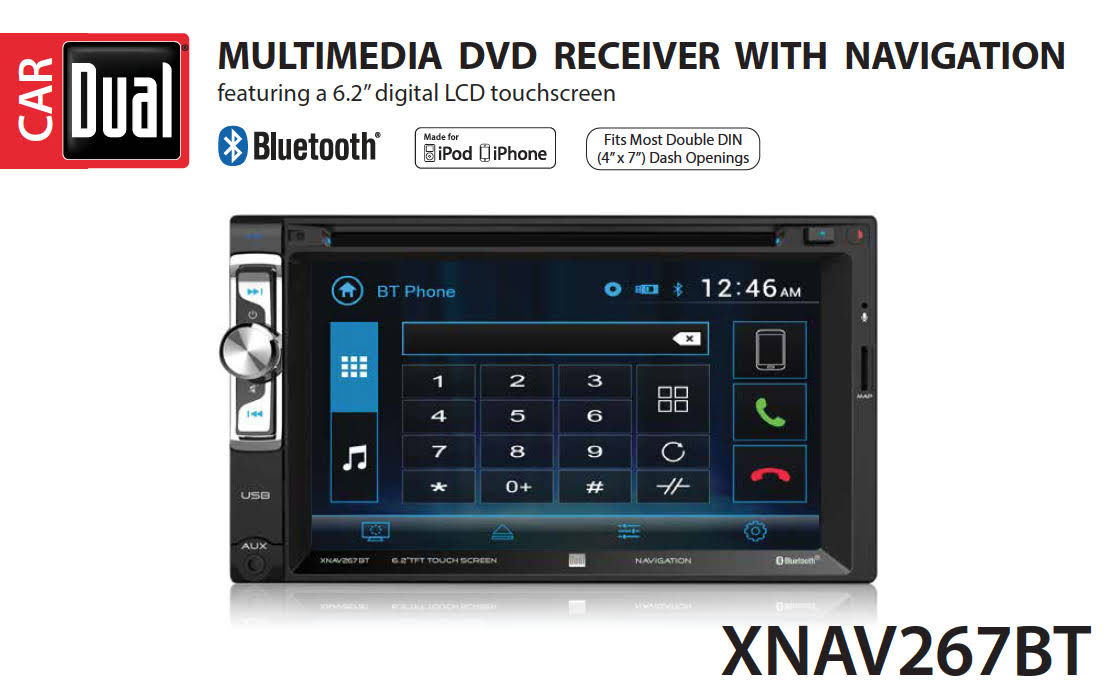 Dual Electronics XNAV267BT 6.2 inch Multimedia Touch M188