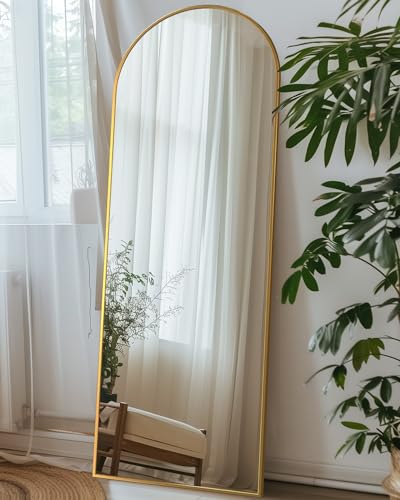Arched Full Length Floor Mirror 76"x34" Black Freestanding I957