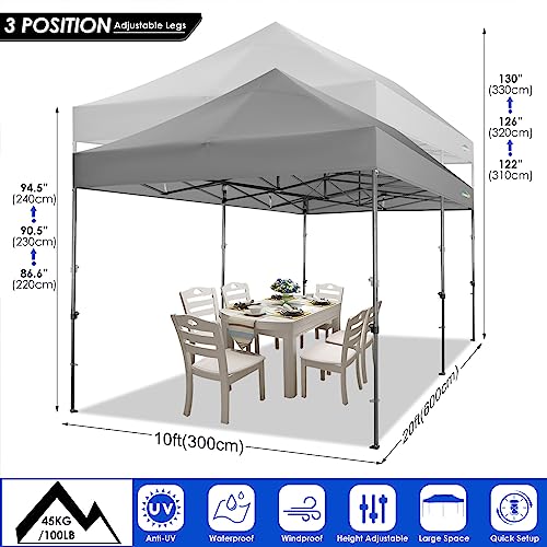 COBIZI 10x20 Heavy Duty Pop Up Canopy Tent with 6 Sidewalls, White A84790