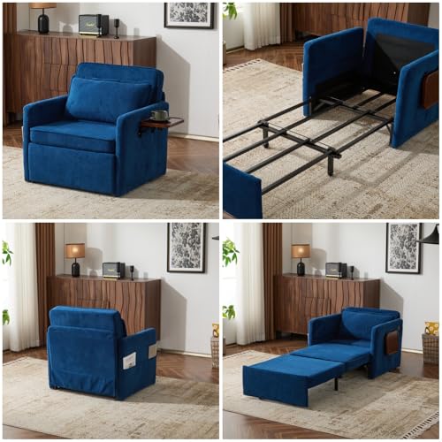 Corduroy Floor Sofa Bed with Backrest, Armrest and 2 Pillows, Dark Gray L776530