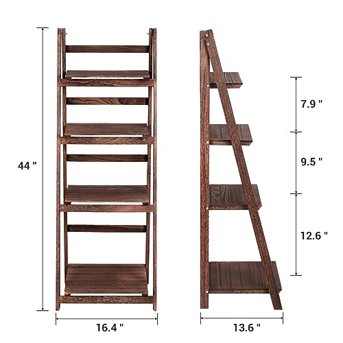 Funkeen Foldable Ladder Shelf Plant Stand for Indoor Outdoor White D80239