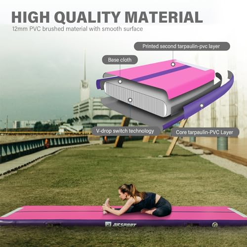 AKSPORT Gymnastics Air Mat Tumble Track with Air Pump A7907