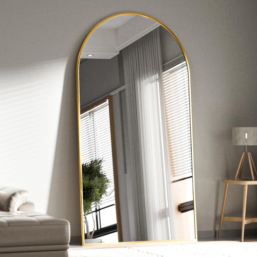 BEAUTYPEAK 65"x24" Arched Full Length Floor Mirror, Black D361