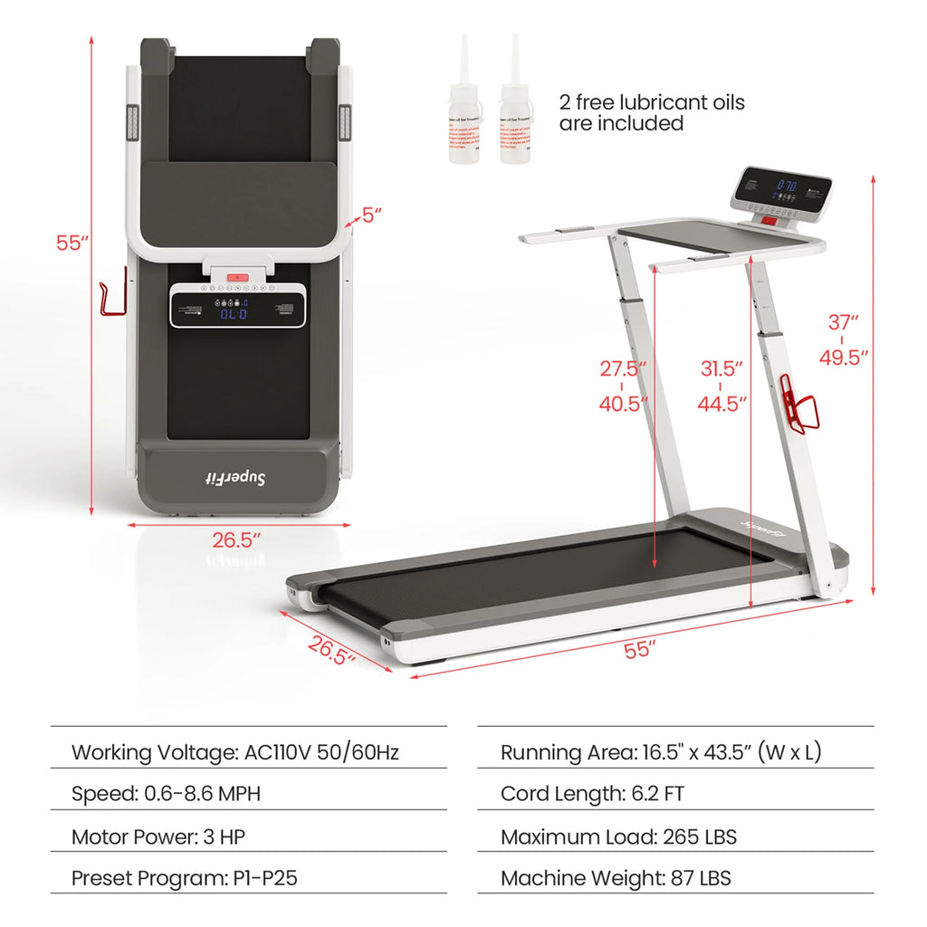 Superfit 3HP Folding Treadmill with APP Control, Black Z7624